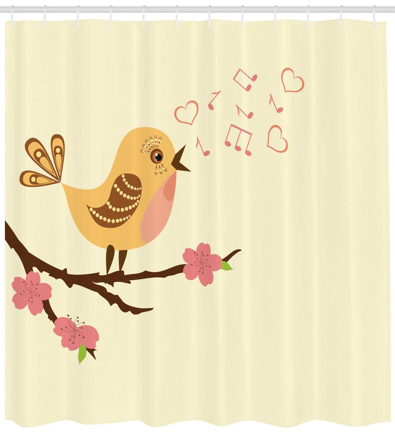 Amazon Com Lunarable Bird Shower Curtain Ornate Singing Bird