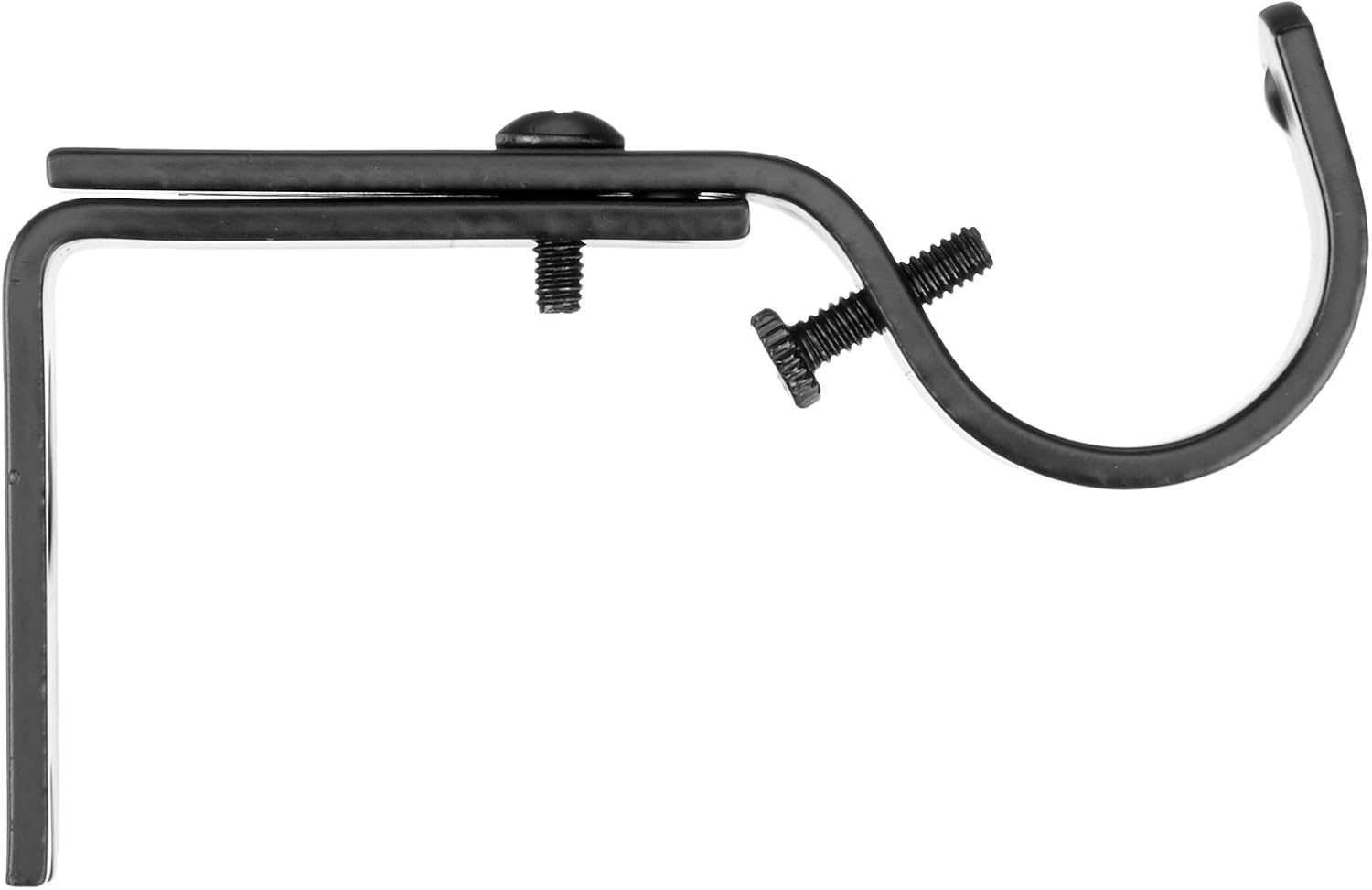 Amazon Basics Metal Curtain Pole Wall Brackets with Adjustable Length of 7 - 11 cm for up to 25 mm Curtain Rod, Set of 2, Black - Image 3