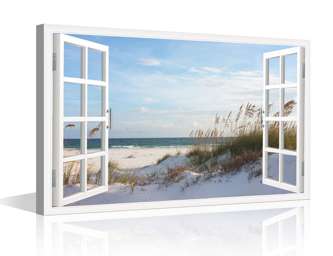 3D Window Effect Beach Canvas Wall Art Wall Decorations Modern Wall Decor Hang Pictures Wall Artwork Abstract Paintings for Living Room Office Canvas Art Prints Home Decoration - 12"W x 18"H