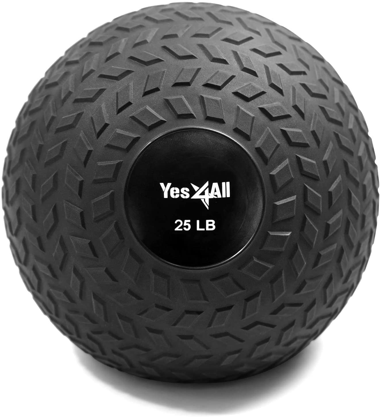 Yes4All 25 lbs Slam Ball for Strength, Power Workout - Fitness Exercise Ball with Grip Tread & Durable Rubber Shell (25 Lbs, Black) Image