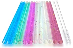 HT-INTL Reusable Silicone Drinking Straws, 12 Pcs Eco Friendly Silicone Straws 2 cleaning Brushes,for 30oz and 20oz Tumblers, Rtic,Yeti, Ozark, (Two-tone Dot, 10 inches)