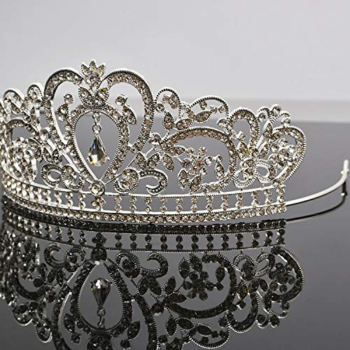 Silver Tiara Cake Topper Girls Women Birthday Party Crystal Rhinestone Beaded Princess Hair Accessory