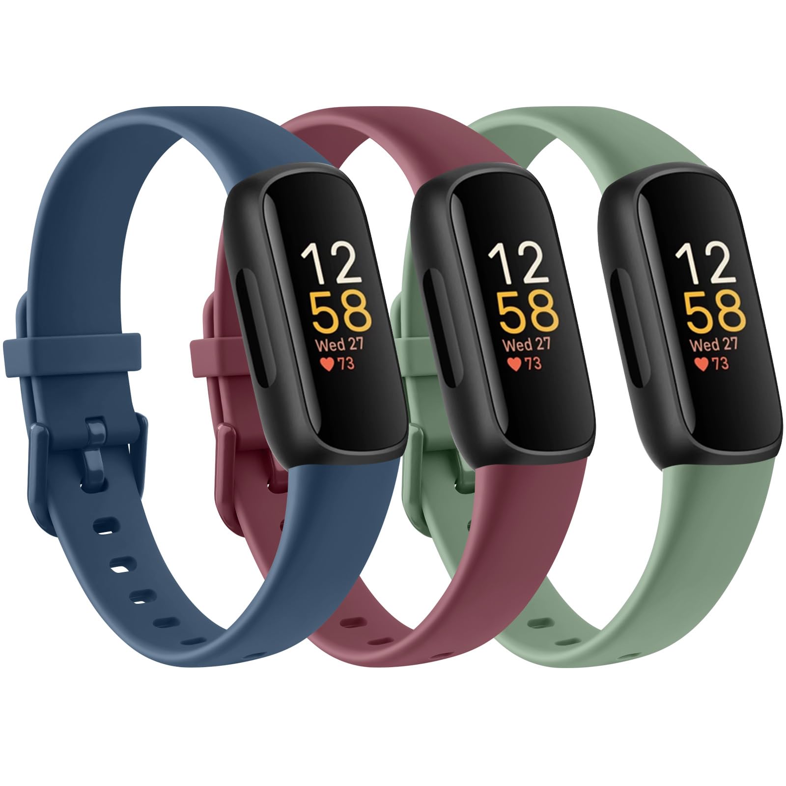Tobfit [3 Pack] Straps compatible for Fitbit Inspire 3 Strap for Women Men, Soft Silicone Replacement Strap Wristband Watchband Accessories (3 Pack 06)