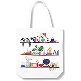 kate spade new york Canvas Tote Bag for Women, Cute Tote Bag for Work or Teacher, Canvas Beach Bag, Book Tote with Pocket, Charmed Library