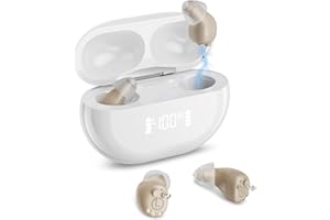 WLCMRD Hearing Aids, Invisible Rechargeable Digital Hearing Aids for Seniors with 16-Channel Sound Processing Noise Cancelling OTC Auto-On/Off (Beige-Flesh)