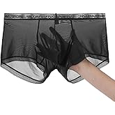 JINSHI Ice Silk Mens Sexy Underwear For Straight Men See Through Boxers Ultra Thin Sheer Trunk Bulge Pouch Boxer Briefs
