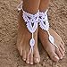 crochet barefoot sandals/Nude shoes/Foot jewelry/Bridesmaid accessory/Yoga shoes/ Beach accessory/Beach wedding/Belly dance/Anklet/Summer shoes, One Size Fits All (White)