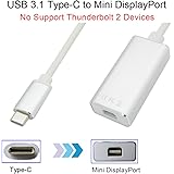 4U USB 3.1 Type C to Mini DisplayPort/Mini DP Adapter Cable With Aluminium Case Support 4K UHD for MacBook Pro 2017/2016,iMac 2017,Dell XPS 13,Galaxy S8/S8+, ChromeBook Pixel(No Support Thunderbolt Interface's Monitor),Silver