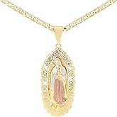 J&H DiaJuvelo Virgin Mary Necklace for Women 14K Gold Plated Cadena de la Virgen de Guadalupe Necklaces Saint Cubic Zirconia Pendant Catholic Jewelry for Women Charm Gifts