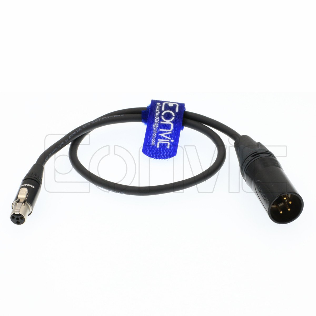 Eonvic 4 Pin XLR Male to Mini XLR 4 Pin Female Power Cable for TVLogic LVM/SRM-074W / VFM monitors, Alphatron EVF