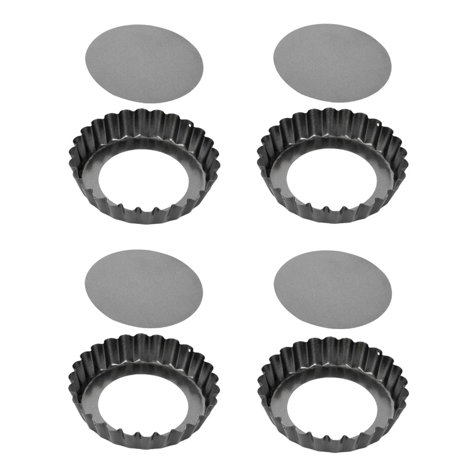 Tescoma Wavy Edge Pan with Removable Bottom Ø 10 cm, 4 Pcs Delicia, Assorted, 10.4 x 3.2 x 13.4 cm