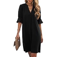 LeMuse Women's Linen A-Line Dress  Short Sleeve Above the Knee Casual Dress  with Pockets, Breathable Lightweight Fabric, Versatile Wear for All Seasons  - Dusty Rose (XS) at Amazon Women's Clothing store