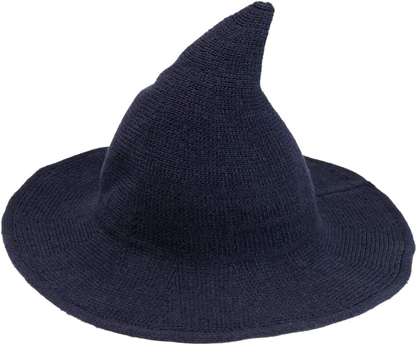 QBSM Womens Black Witch Hats Modern Knit Wool Wizard Hat Cap for Halloween Party Costume: Toys & Games