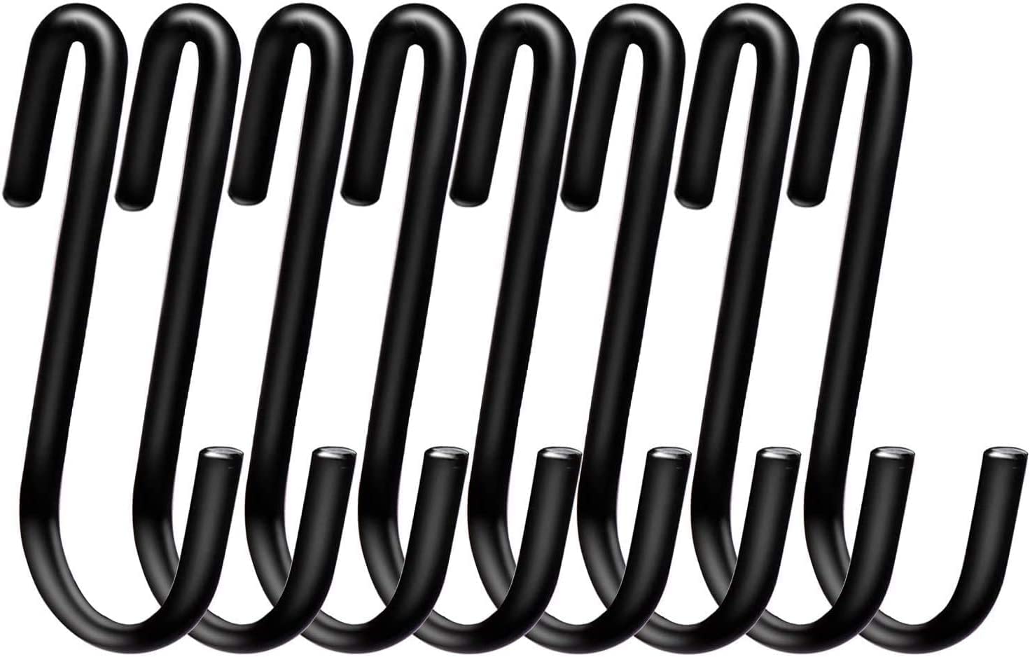Baoswi 20 Pack Heavy Duty S Hooks 6 cm S Shaped Hanging Hooks Large Hangers for Kitchen, Bathroom, Bedroom and Office (Black)