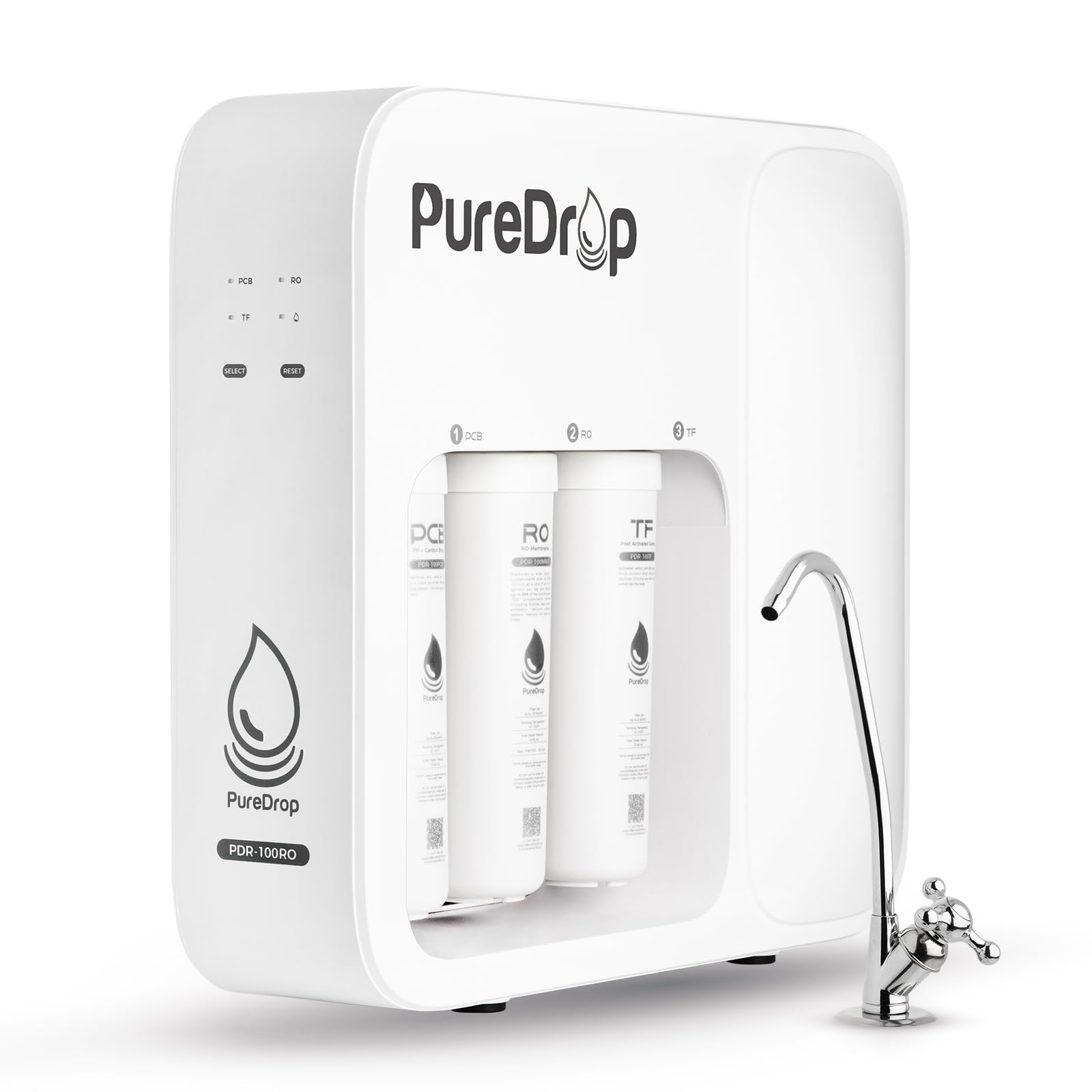Photo 1 of ***DAMAGED -SELLING AS PARTS ONLY***
 PureDrop PDR-100RO 3-Stage Under Sink Reverse Osmosis Drinking Water Filtration System, 100 GPD Fast Flow Built-in Tank RO Water Filter System, Reduce PFAS