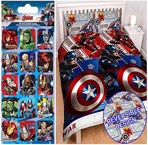 Marvel Captain America Civil War Double/US Full Duvet Cover Set + Free Small Foil Stickers
