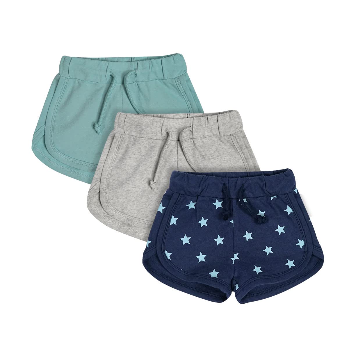 Teach Leanbh Toddler Baby Boys Girls 3 Pack Athletic Shorts Cotton Soild Color Printing with Drawstring