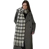 Women Long Plaid Chunky Scarf Oversized Big Thick Soft Blanket Scarf Cold Weather Winter Warm Wrap Shawl Ladies Gifts