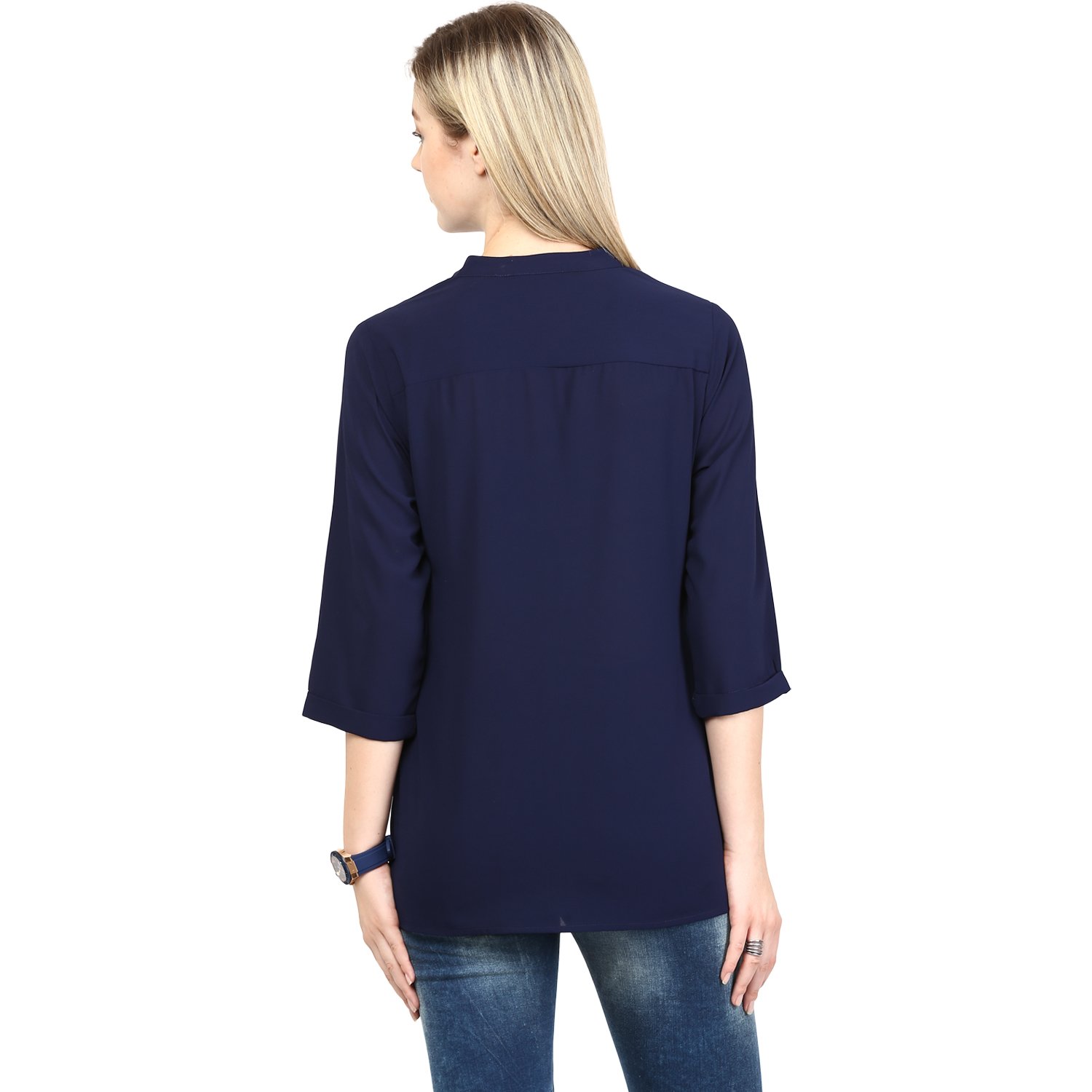 rare women navy blue georgette top (ep1032)
