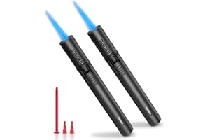 Sondiko Torch Lighters, Refillable Butane Lighter with Adjustable Jet Flame, Metal Shell, Transparent Fuel Window, Butane Nozzle Adapter Kit for Candle, BBQ, Fireworks, BUTANE NOT INCLUDED