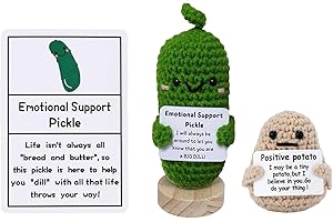 TOPTHY 2 Handmade Emotional Support Crochet, Positive Potato & Emotional Support Pickle Plush Knitting Doll Ornaments, Cute Reduce Pressure Pickle Toy for Motivational Gifts