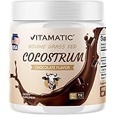 Vitamatic Bovine Colostrum Powder - Supplement for Gut Health, Hair Growth, Beauty, Muscle Recovery, & Immune Support - Easy to Mix - 81 Gram - 30 Servings (Chocolate Flavor)