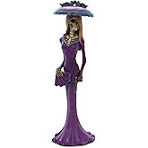 YTC Summit International Purple Fascinator Hat Skeleton Lady Day of The Dead Dia de Los Muertos Figurine