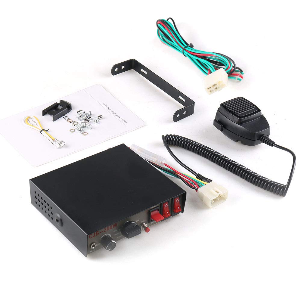 12V 200W 9 Tones Loud Car Warning Alarm Police Siren Horn Speaker PA with Handheld Microphone System for Truck,Police,Vehicles,Car,SUV,ATV,Ambulance