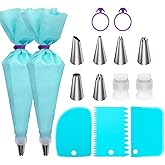 Piping Bags and Tips Set, Reusable Piping Bags, Frosting Piping Kit for Baking with Pastry Bags and Tips, Standard Converters