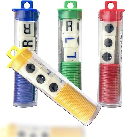 Aisszhao 4 Tubes Left Right Center Dice Game 12 Dice 96 Chips Portable