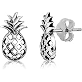 WithLoveSilver 925 Sterling Silver Cute Tropical Fruit Pineapple Summer Stud Earrings for Women