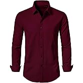 LOCALMODE Mens Stretch Slim Fit Dress Shirts Lightweight Soft Long Sleeve Casual Button Down Shirts