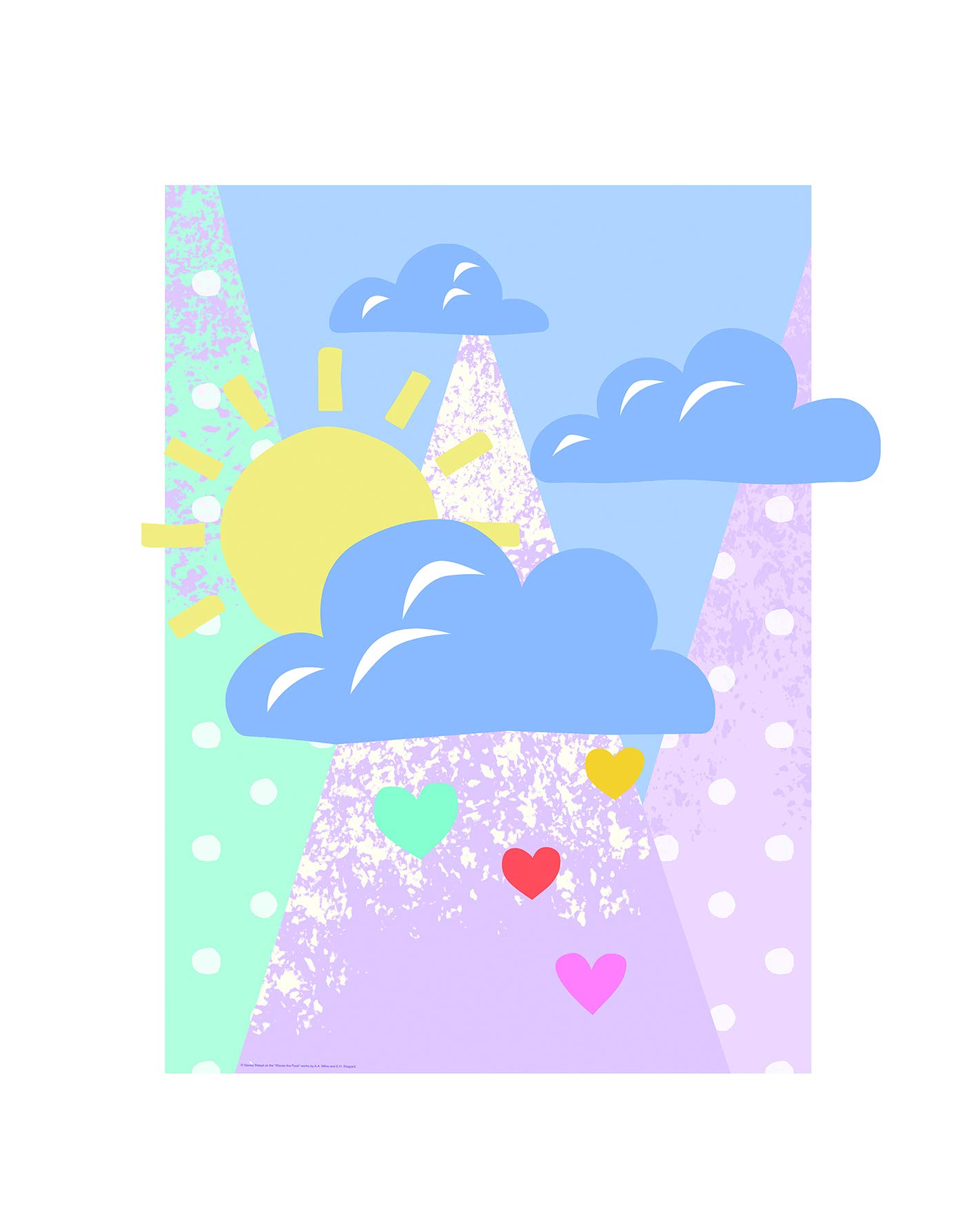 Komar Disney Winnie The Pooh Clouds Wall Picture | Children's Room Decoration Art Print | No Frame | WB088-40x50 | Size: 40 x 50 cm (Width x Height)