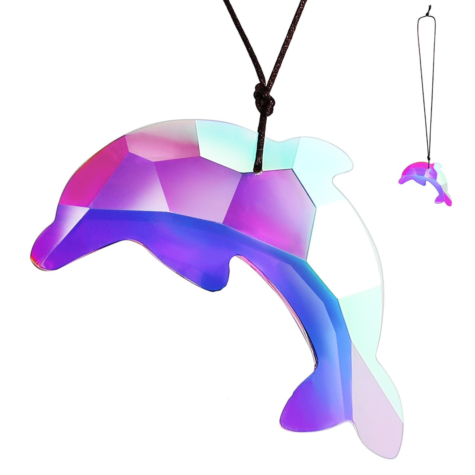 Milisten Dolphin Hanging Sun Catcher Prism Pendant Dolphin Statue for Window Decor Effects Easy to Hang Decor for Home Garden Office