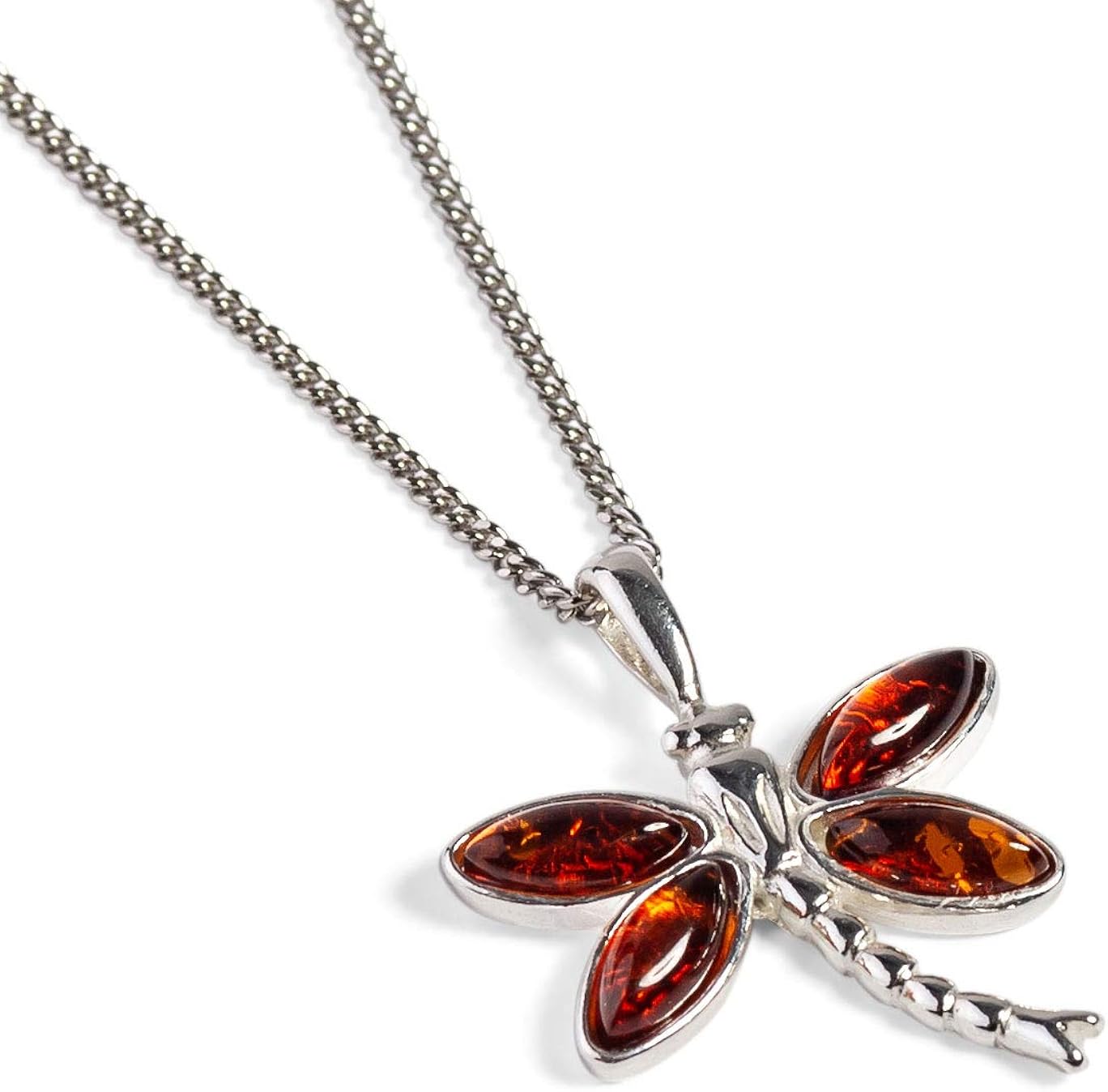 Dragonfly Sterling Silver Jewelry Necklace, Baltic Amber pendant women
