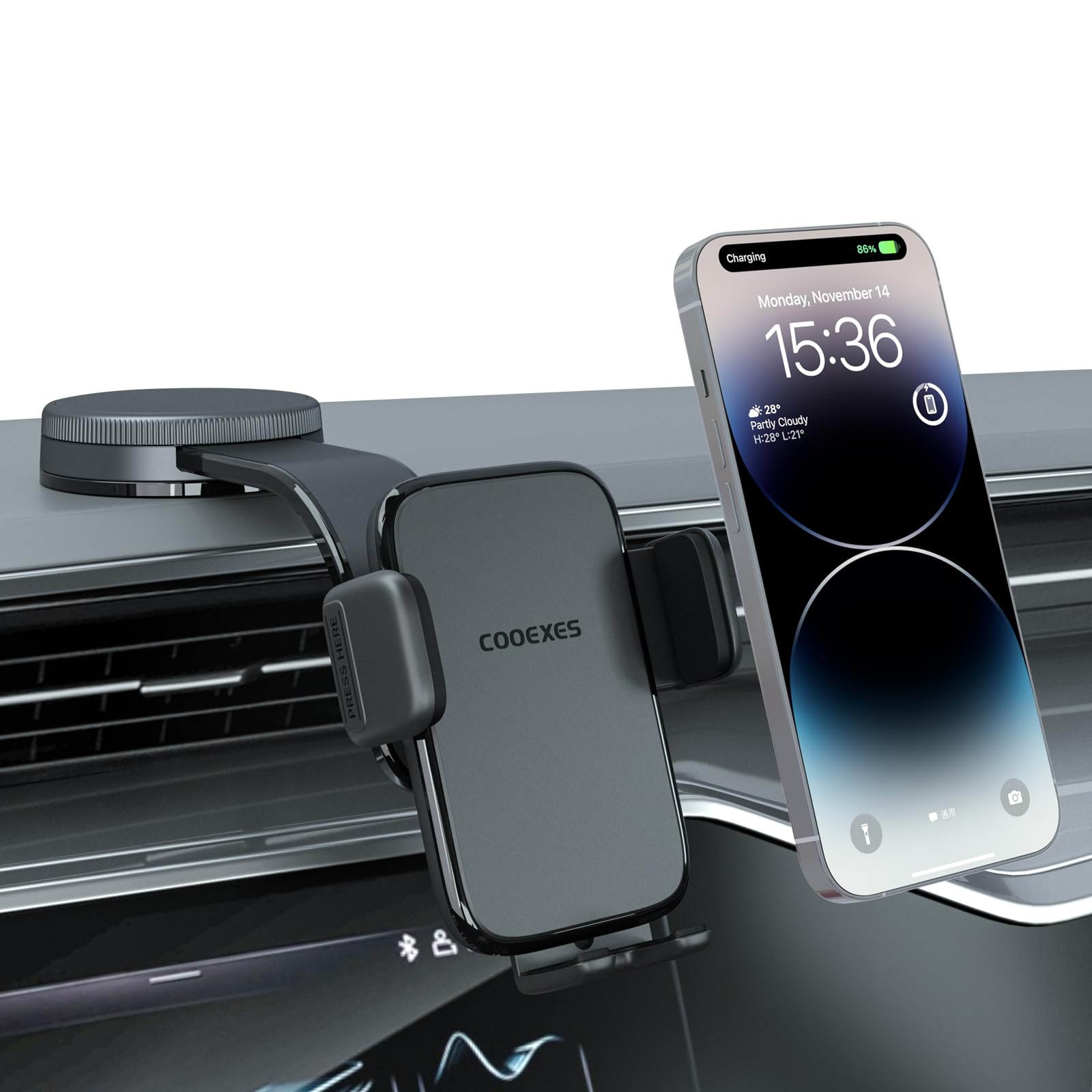 COOEXES Car Phone Holder, 360°Rotation Vacuum Suction Cup Phone Mount - 108LBS Nano Gel for Car, Bendable Arm & One-Hand Release, Truck Phone Holder for iPhone 17 Pro Max Samsung Android
