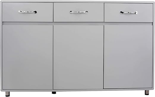 Amazon Com Glchq Storage Drawer File Cabinet Nightstand Side Cabinet With Three Drawers And Three Doors For Office Or Living Room Three Doors Grey Kitchen Dining