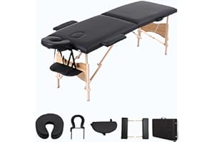 Yivke Massage Table, 73" Long 24" Wide Spa Bed Massage Portable 2 Fold Massage Facial Table, 24"-34.6" Adjustable Height for 