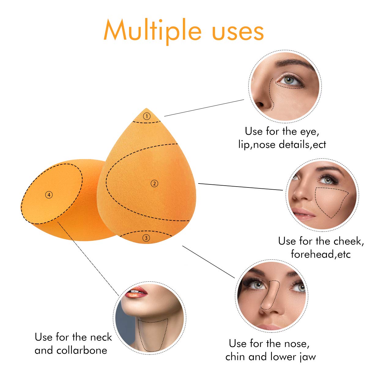 Makeup Sponge,Bealuxur Beauty Blender Sponge Foundation Sponge MakeUp Set With Foam Technology Multi Shape Beauty Sponges (5 Pcs)