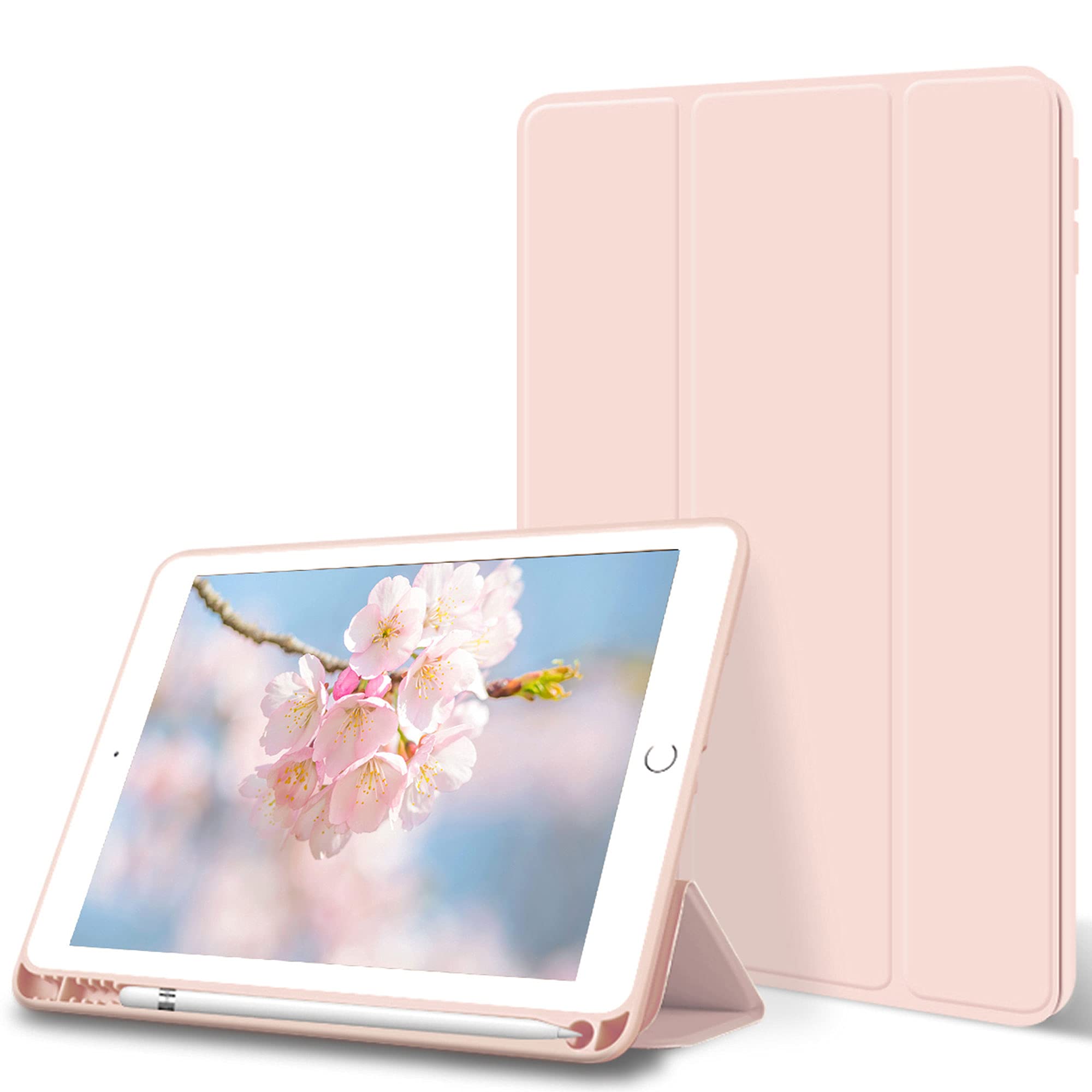 ZOYU Case for iPad Air 3rd Generation 10.5 Inch 2019, Slim Lightweight Trifold Stand Smart Case with Pencil Holder, Soft TPU Back Cover [Full Body Protective], Auto Sleep/Wake, Pink — image 1