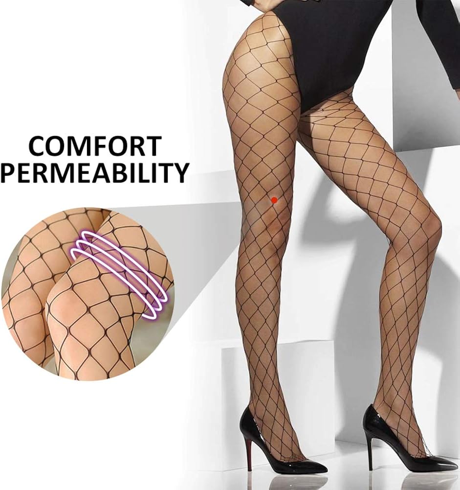 3 Pairs High Waist Tights Fishnet Stockings Thigh High Socks Mesh Net Pantyhose Black at  Women’s Clothing store
