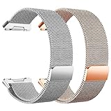 hooroor Sport Loop Bands Compatible with Fit bit Ionic Smart Watch Small Large, Breathable Comfortable Adjustable Closure Wrist Replacement Wristbands Straps (2-Pack Silver+Rose Gold, Large)
