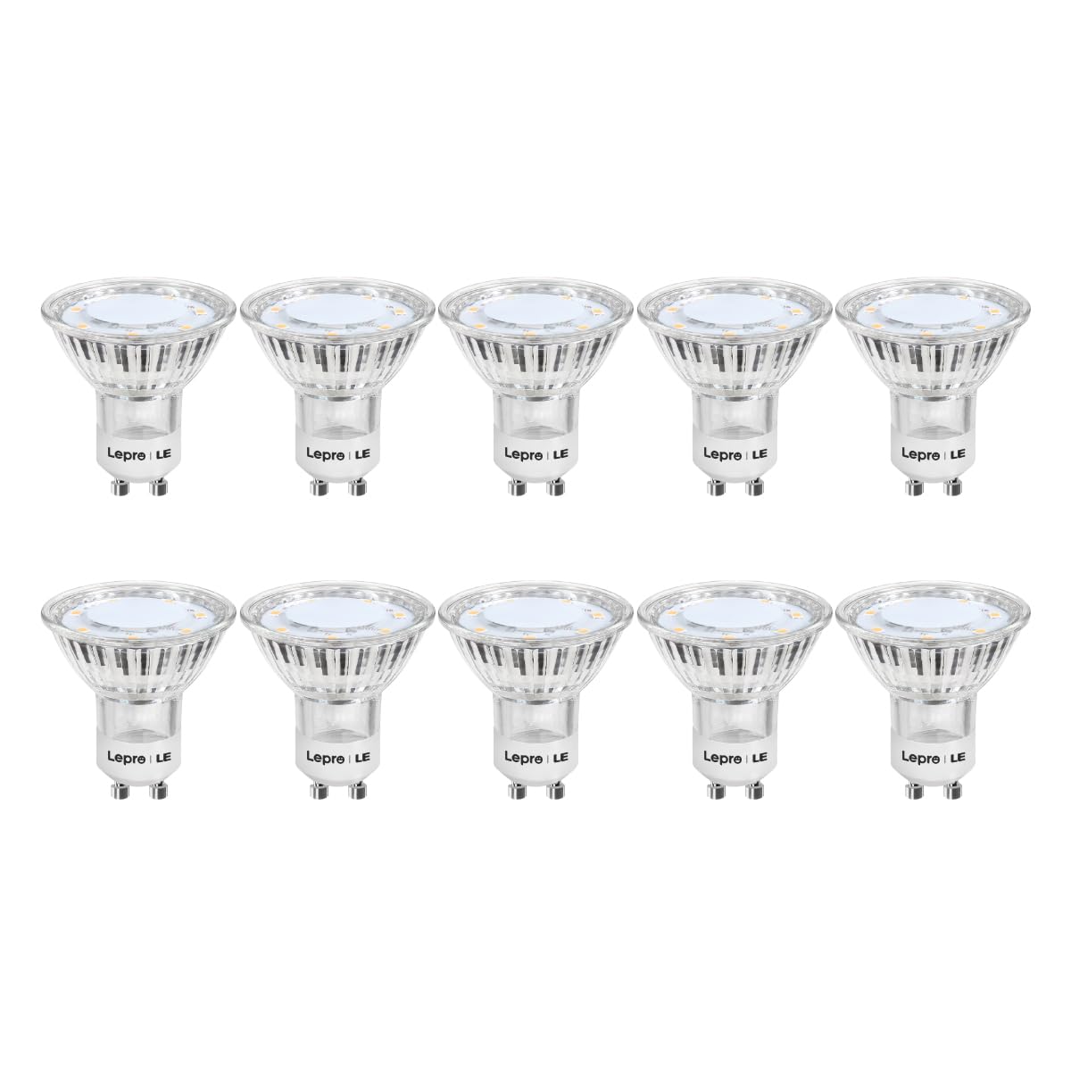 Lepro GU10 LED Bulbs, Warm White 2700K LED Light Bulbs, 35W Halogen Spotlight Equivalent, 3W Energy Saving GU10 Bulbs, 250lm, 100° Beam Angle, Non Dimmable, AC 220-240V, Pack of 10
