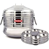 PANCA Stainless Steel Idli Maker - 18 Cavity, 3 Plates Steamer | Premium Cooker Pot | Panai Big (Set of 1)