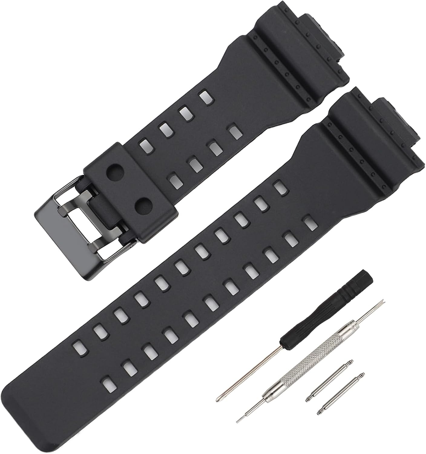 Waterproof Silicone Watch Strap Replacement For Casio Shock GA-110/GA-100/GA-120/GA-140/GA-150/GA-200/GA-300/GA-400/GA-135/GA-700/GA-710/GA-800/GAX-100/GAW-100/GLX-8900/GD-100/GD-110/GD-120/GD-350/GL-S100/GR-8900/GW-8900 Series, Sport Band, Unisex, Durable