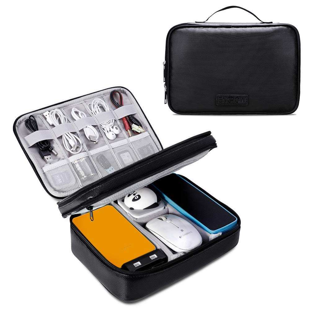 【Upgrade】 Travel Cable Organizer Bag,Fireproof Waterproof Electronics Accessories Cases Travel Gadget Bag USB Cable,Cords, Mini Tablet (Up to 7.9) ENGPOW