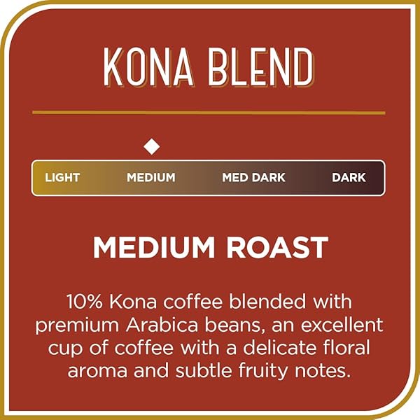 DON FRANCISCO’S KONA BLEND WHOLE BEAN COFFEE, MEDIUM ROAST – 100% ARABICA COFFEE, 18 OZ BAG