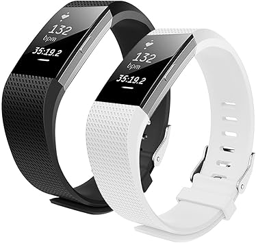 Fitbit Charge 2 Banda, WZE Ajustable de gel de sílice Suave reemplazo de silicona Sport Strap Bands para Fitbit Charge2 Pulsera de corazón + Fitness ...