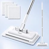 Snap Grip Mini Mop with Zero Touch Press System,7in Microfibre Head,37in Retractable Handle,360 Rotating Floor Cleaner with 3 Reusable Pads,for Kitchen Bathroom Hardwood Tile Cleaning