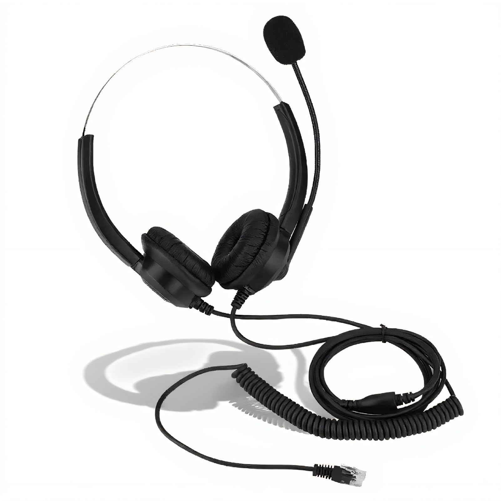 Lossless Sound Call Center Headset, Hands-Free Noise Cancelling Headphones with Mic, 360 Degree Rotary Earmuff, Super Long Cable, Suitable for Computer, Telephone, Desktop Box,etc(Crystal plug)